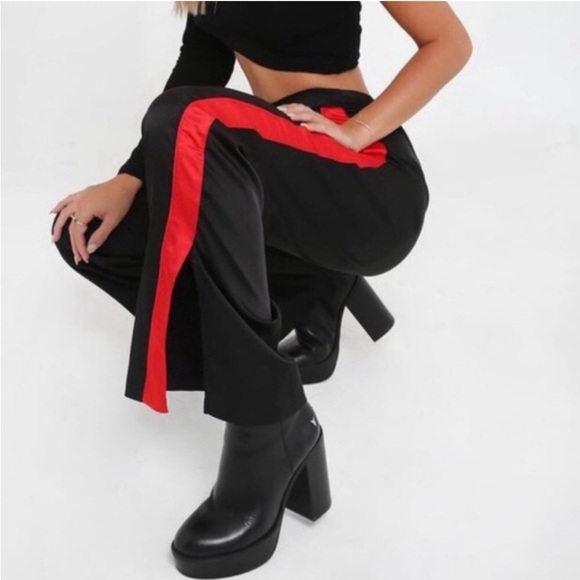 I.AM.GIA Maxwell Satin Track Pants Black Red Size XS - Picture 1 of 8